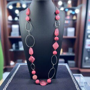 Pink Statement Beaded Necklace Y2K Coquette Chunky Bold Jewelry Festival